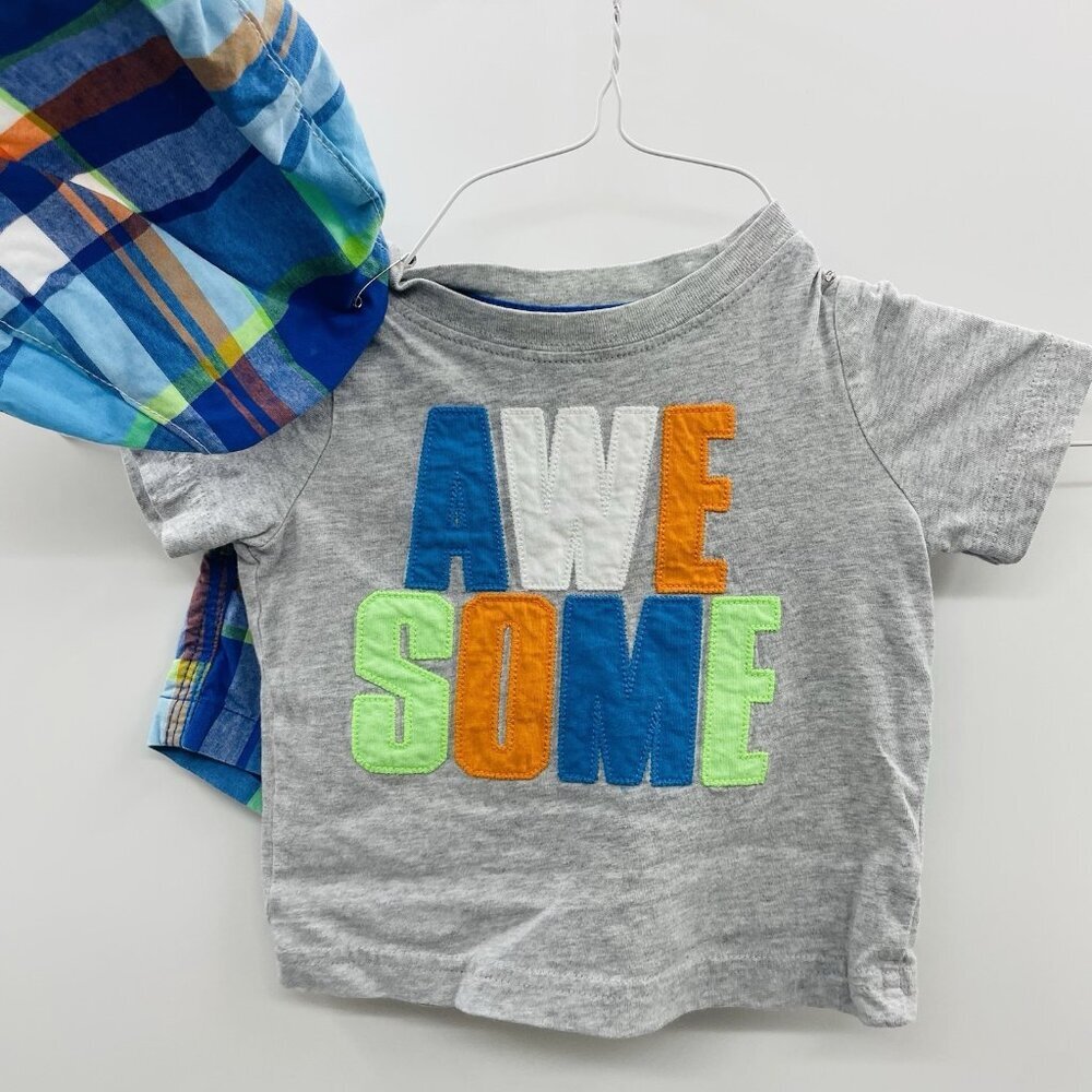 Crazy 8 Baby Boys Size 6-12 Months 3 Piece Matching T-shirt‎ Hat and Shorts Set